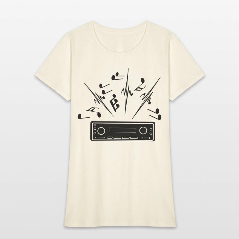 Car radio with loud music musical notes