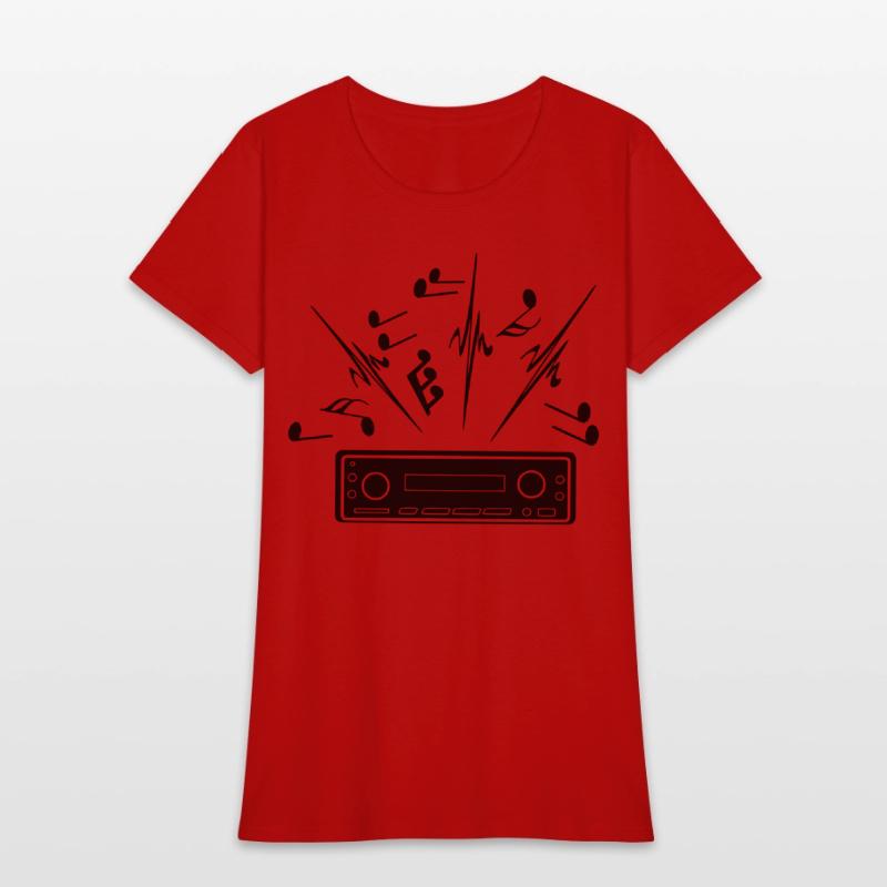 Car radio with loud music musical notes