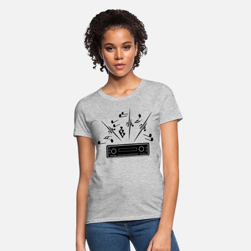 Car radio with loud music musical notes