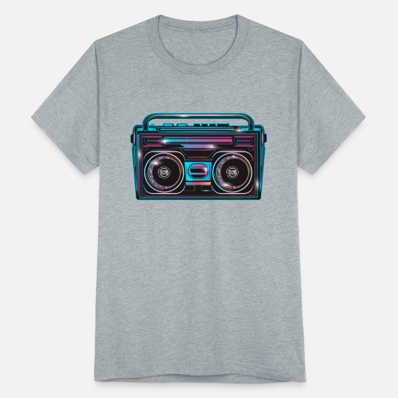 Cassette recorder in a bright 80s neon look