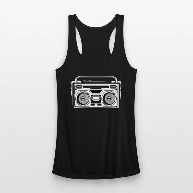 Cassette recorder in an 80s stencil look