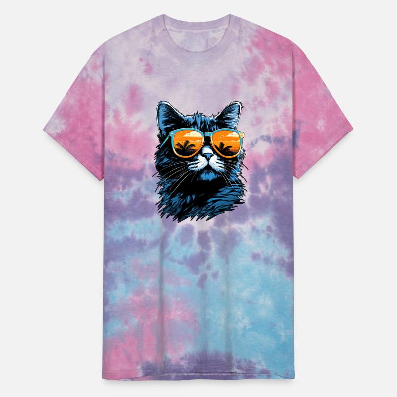 cat in sunglasses in the style of tropics