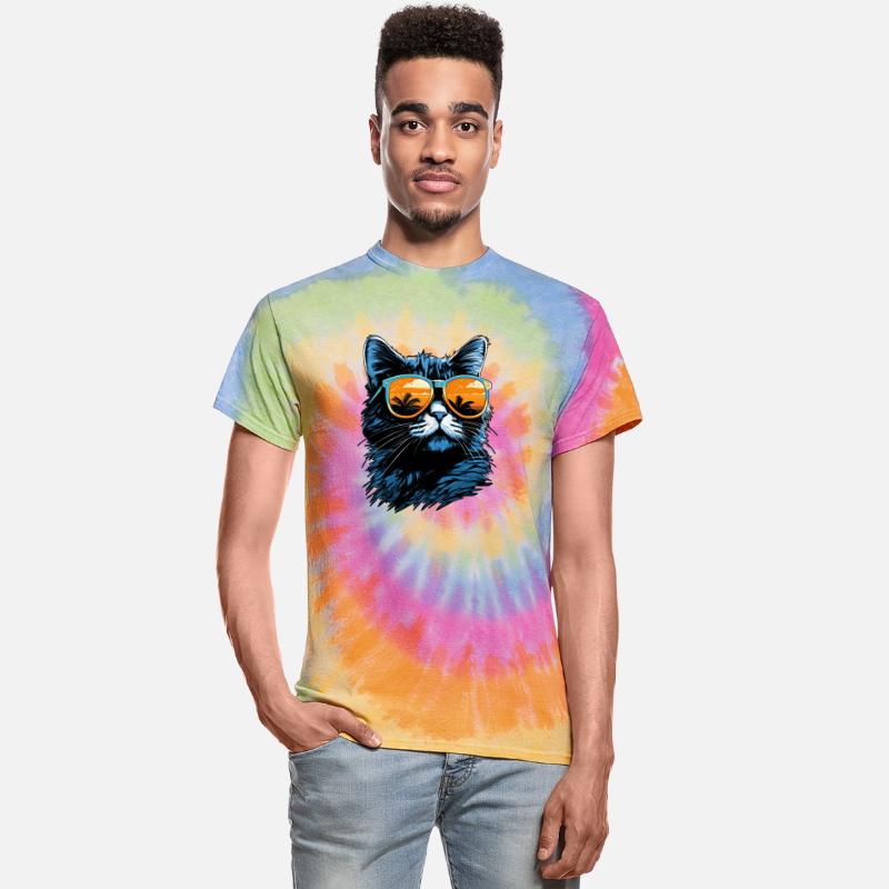 cat in sunglasses in the style of tropics