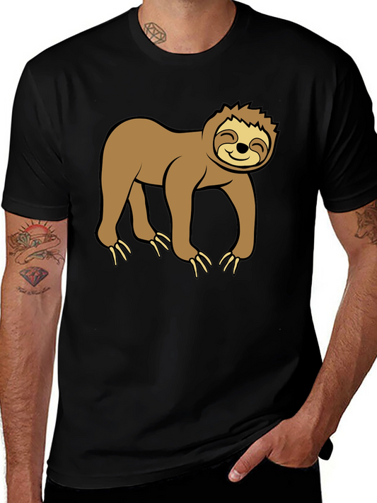 Cute Sloth Graphic Black T-Shirt