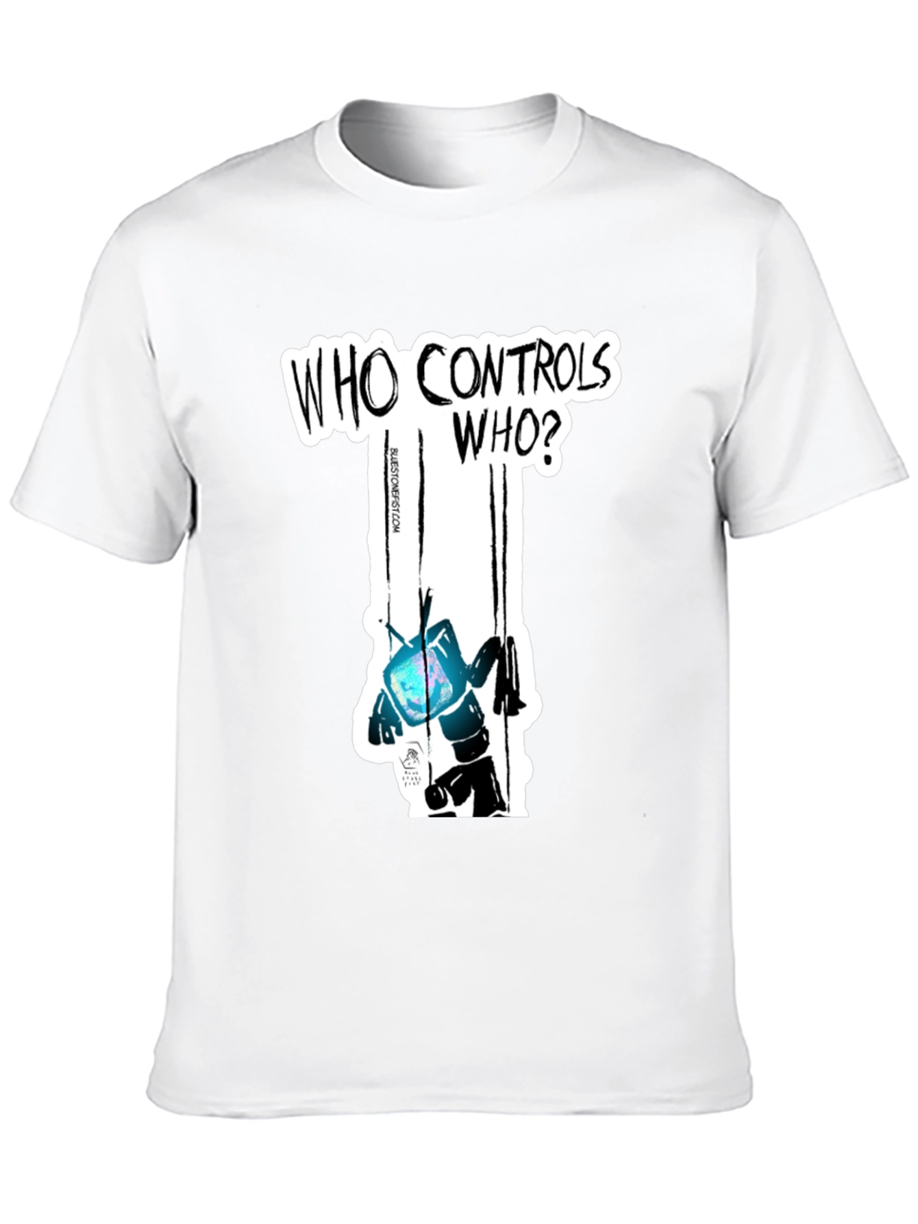 Who Controls Who? TV Puppet Black T-Shirt