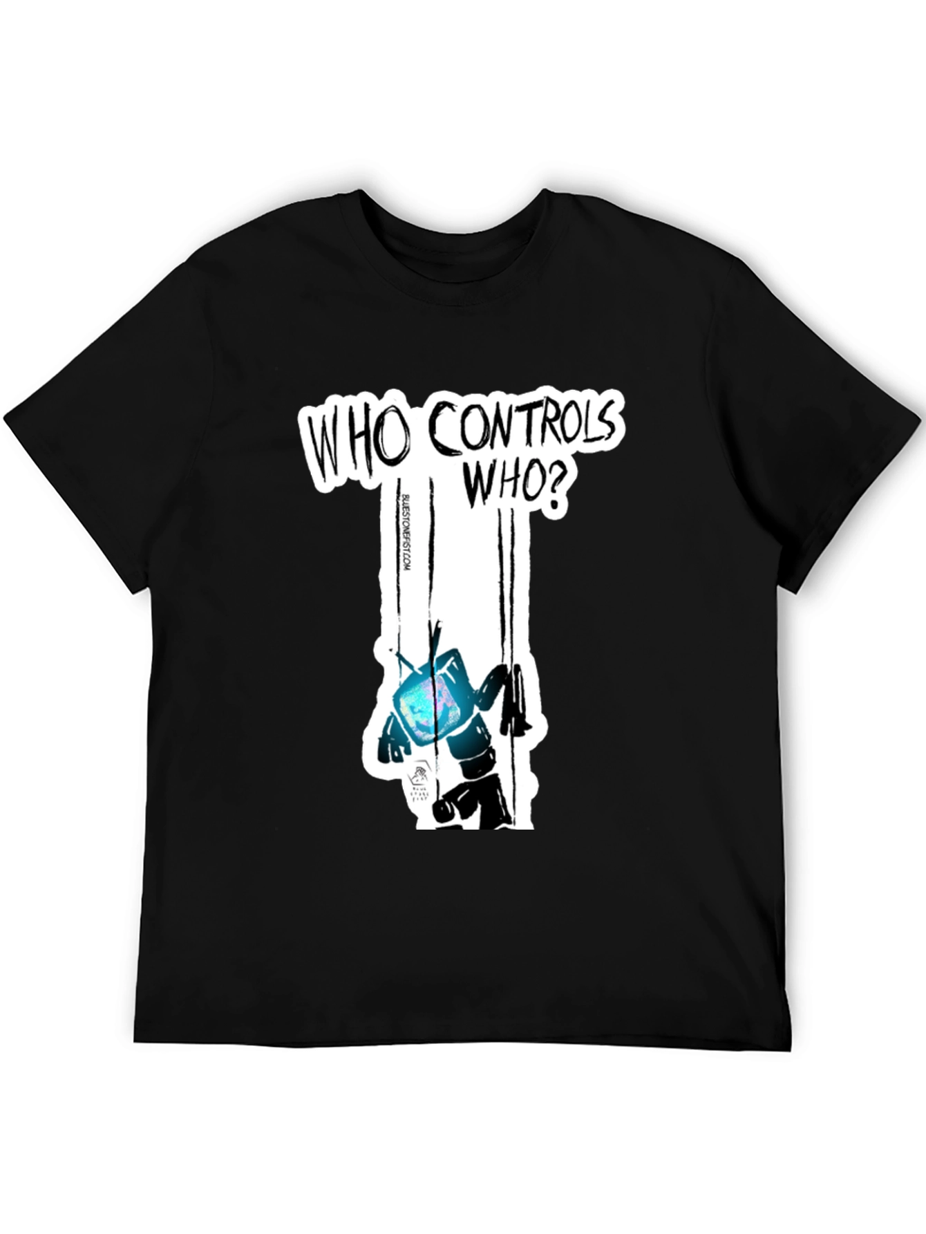 Who Controls Who? TV Puppet Black T-Shirt