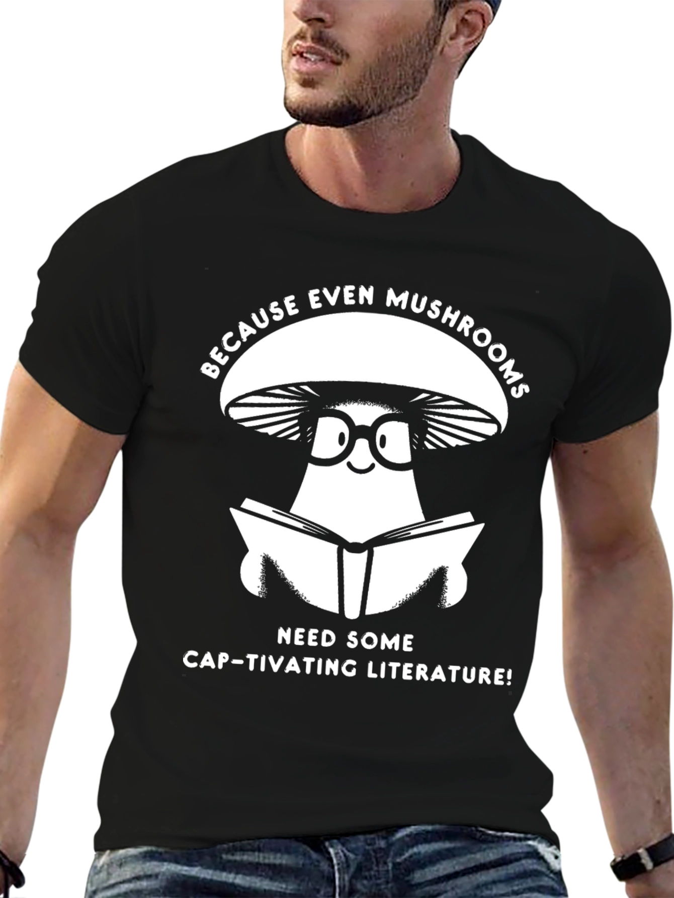 Mushroom Bookworm T-Shirt - Cap-tivating Literature