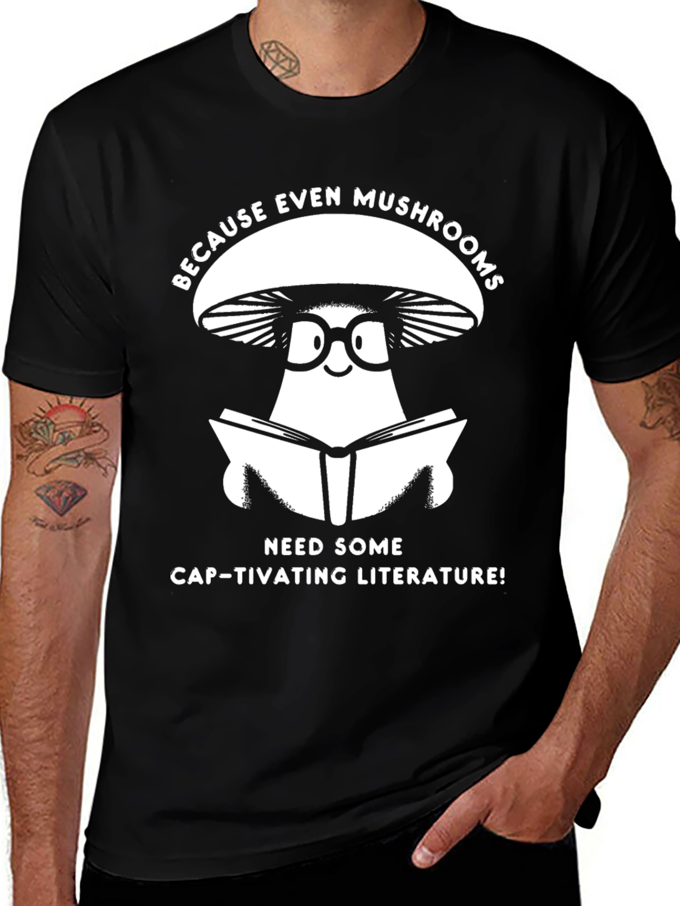 Mushroom Bookworm T-Shirt - Cap-tivating Literature