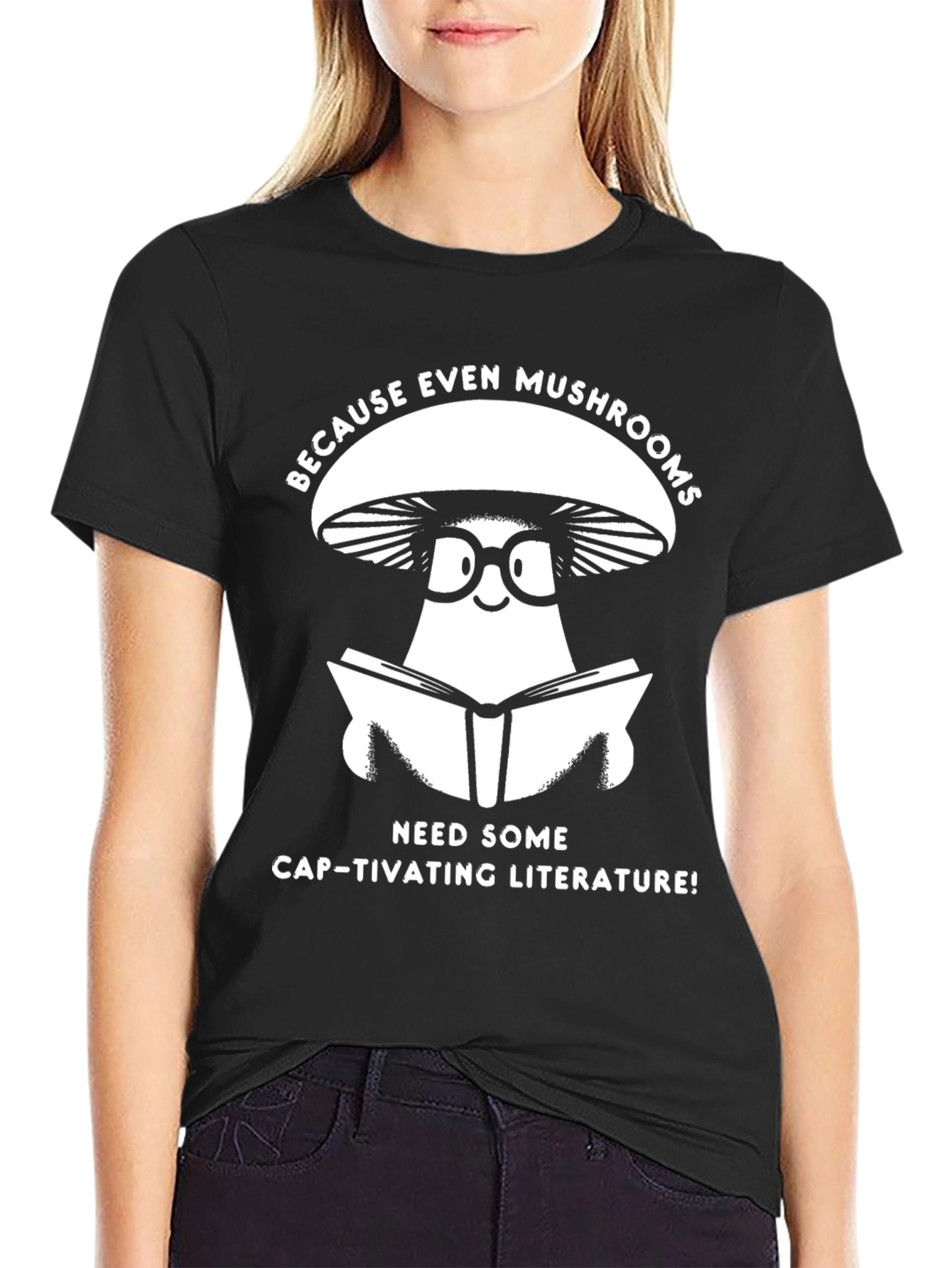 Mushroom Bookworm T-Shirt - Cap-tivating Literature