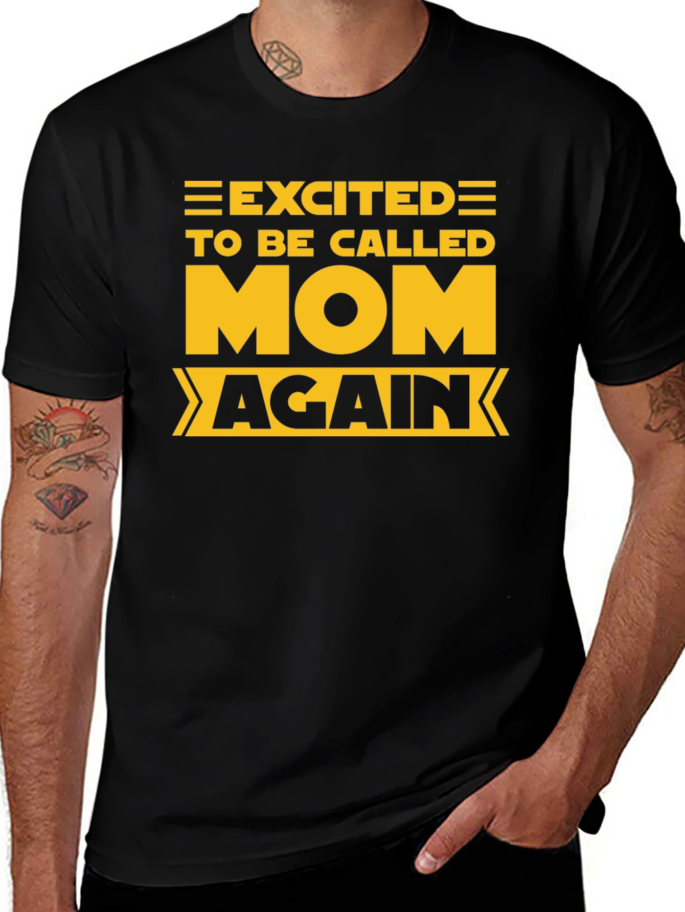 Excited to be Called Mom Again Black Tee
