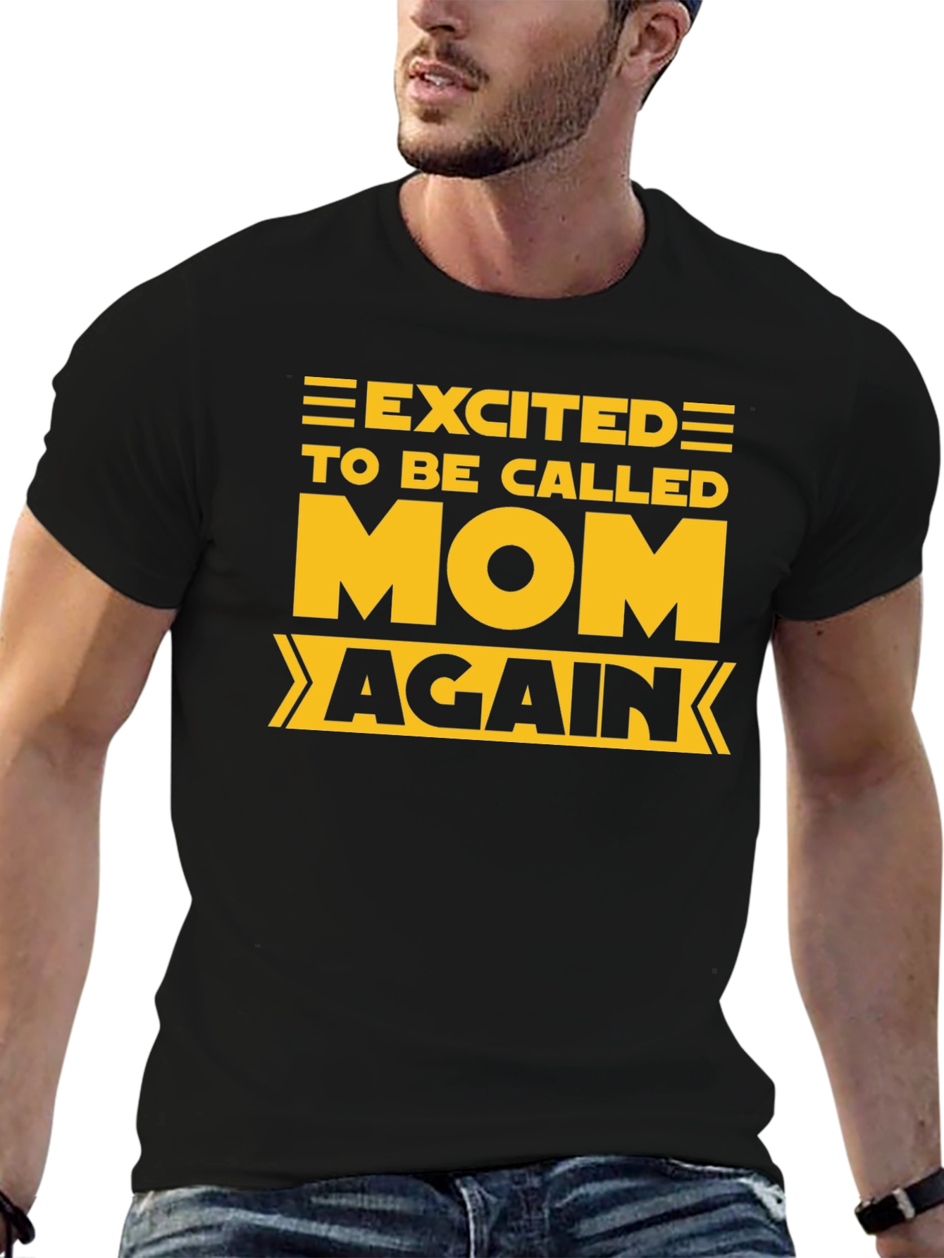 Excited to be Called Mom Again Black Tee