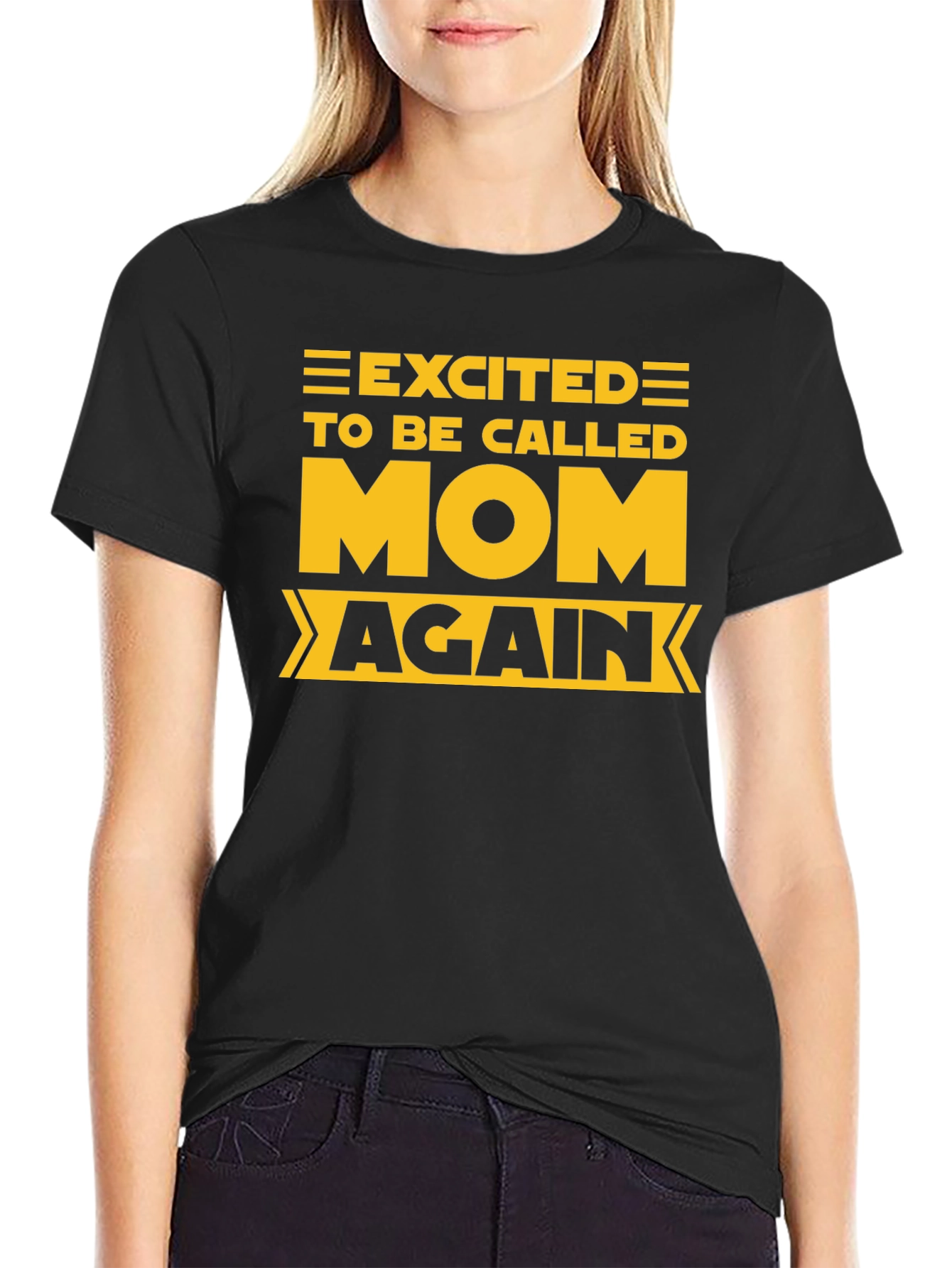 Excited to be Called Mom Again Black Tee
