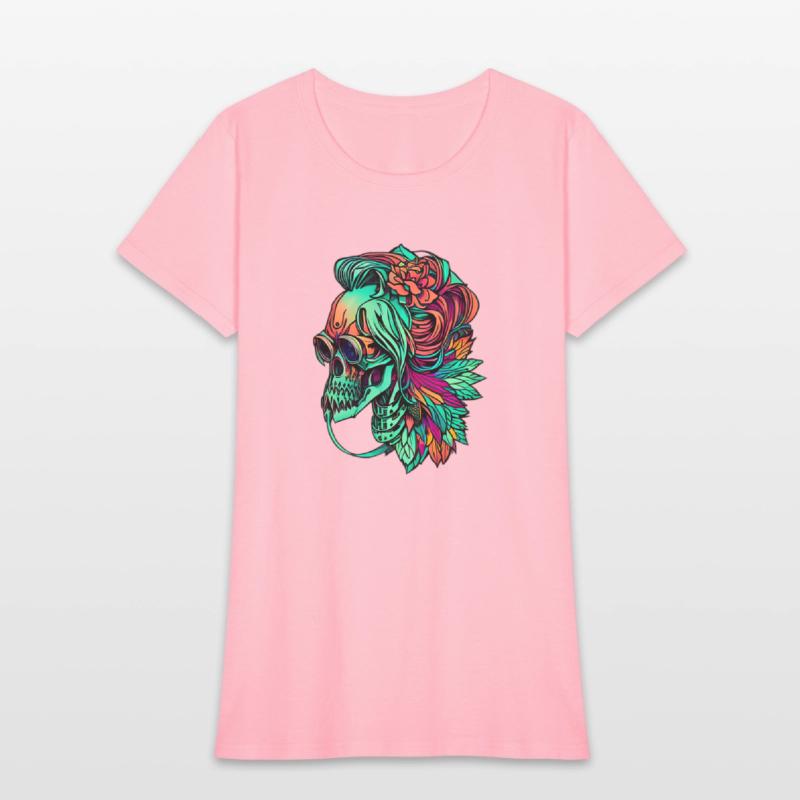 Chic Skull Portrait with Flowing Hair