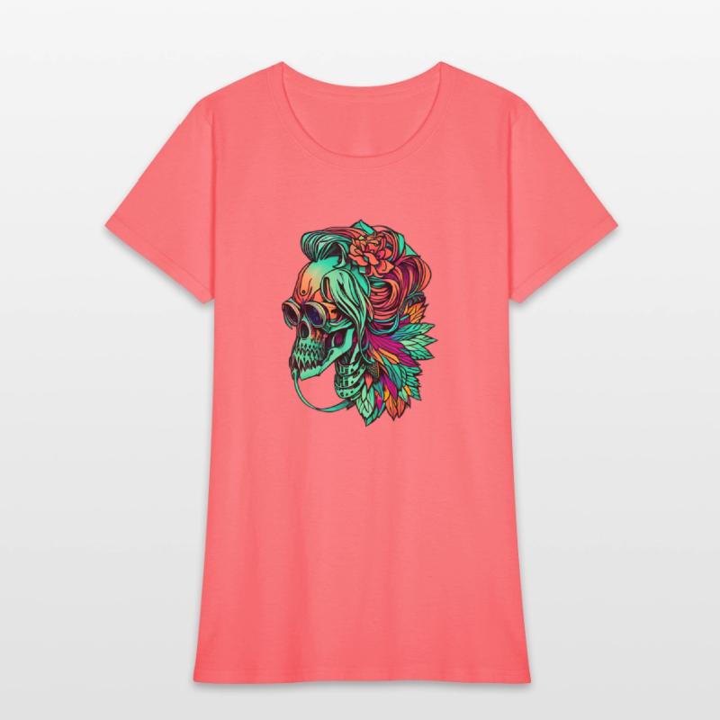 Chic Skull Portrait with Flowing Hair