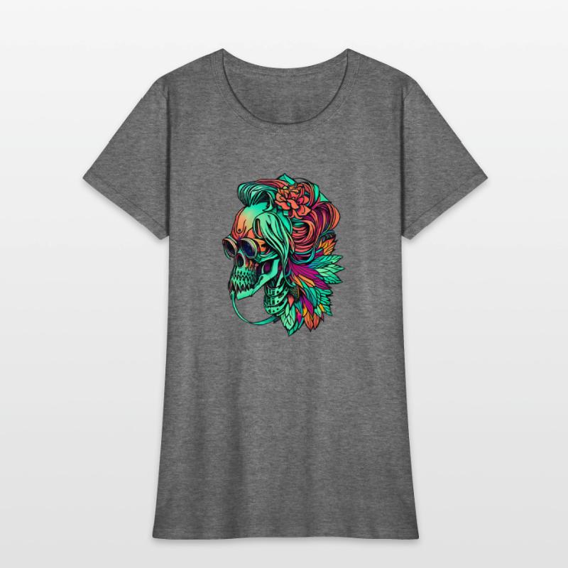 Chic Skull Portrait with Flowing Hair