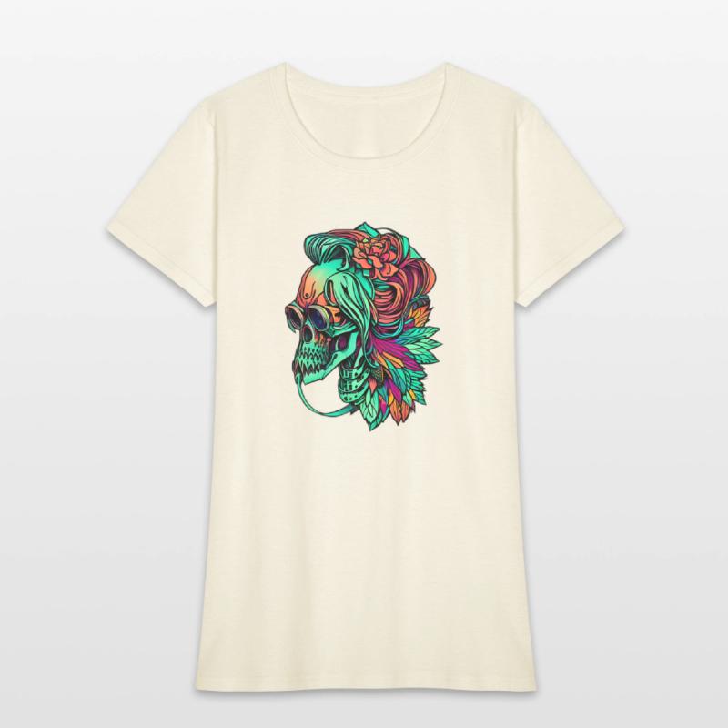 Chic Skull Portrait with Flowing Hair