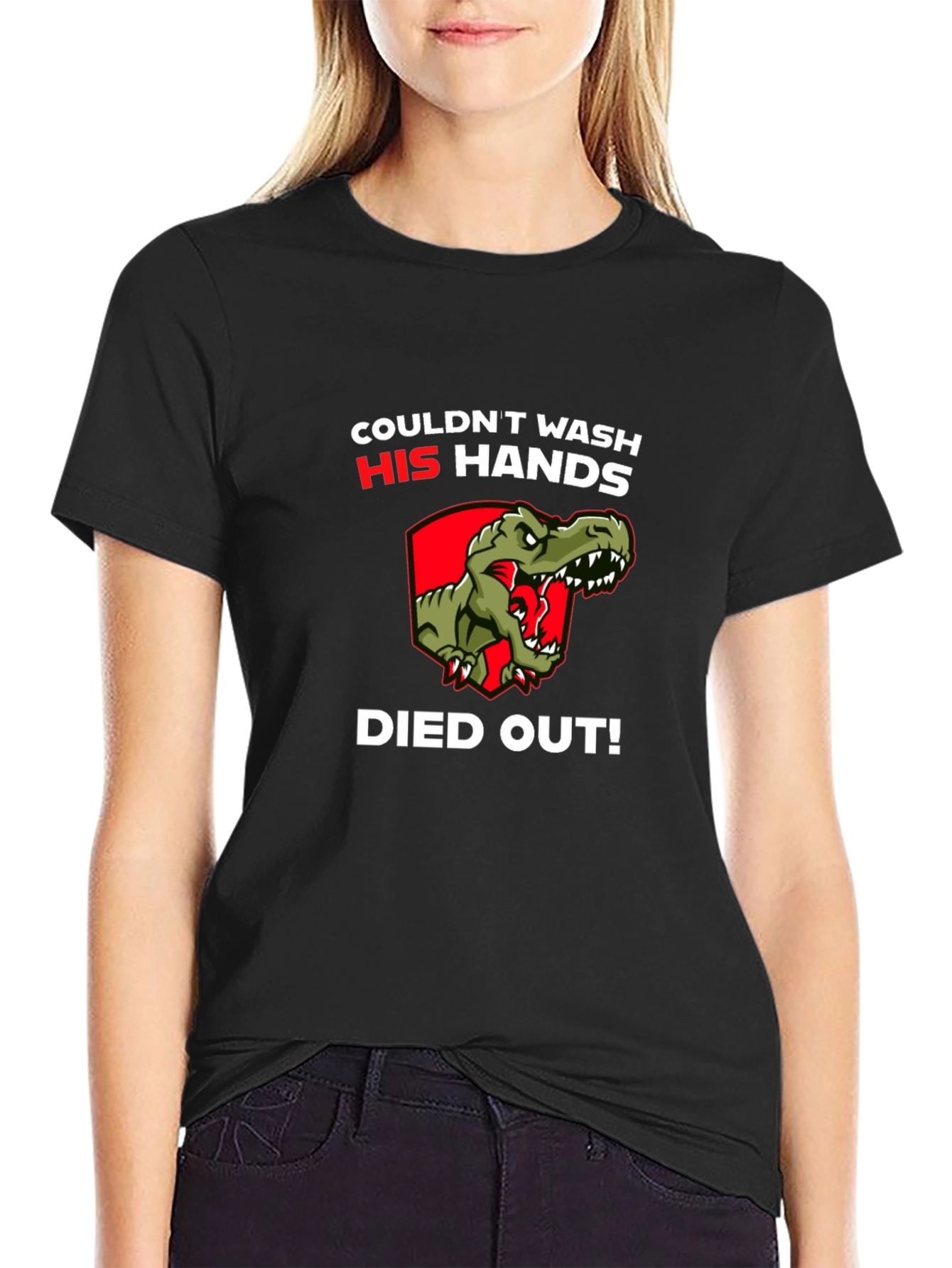 Funny Dinosaur T-Shirt - Wash Hands!