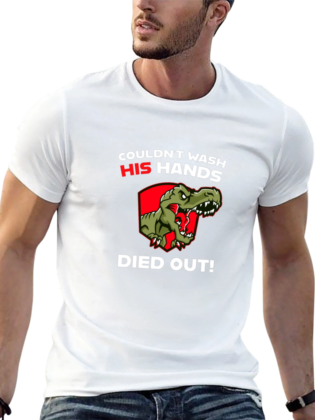 Funny Dinosaur T-Shirt - Wash Hands!