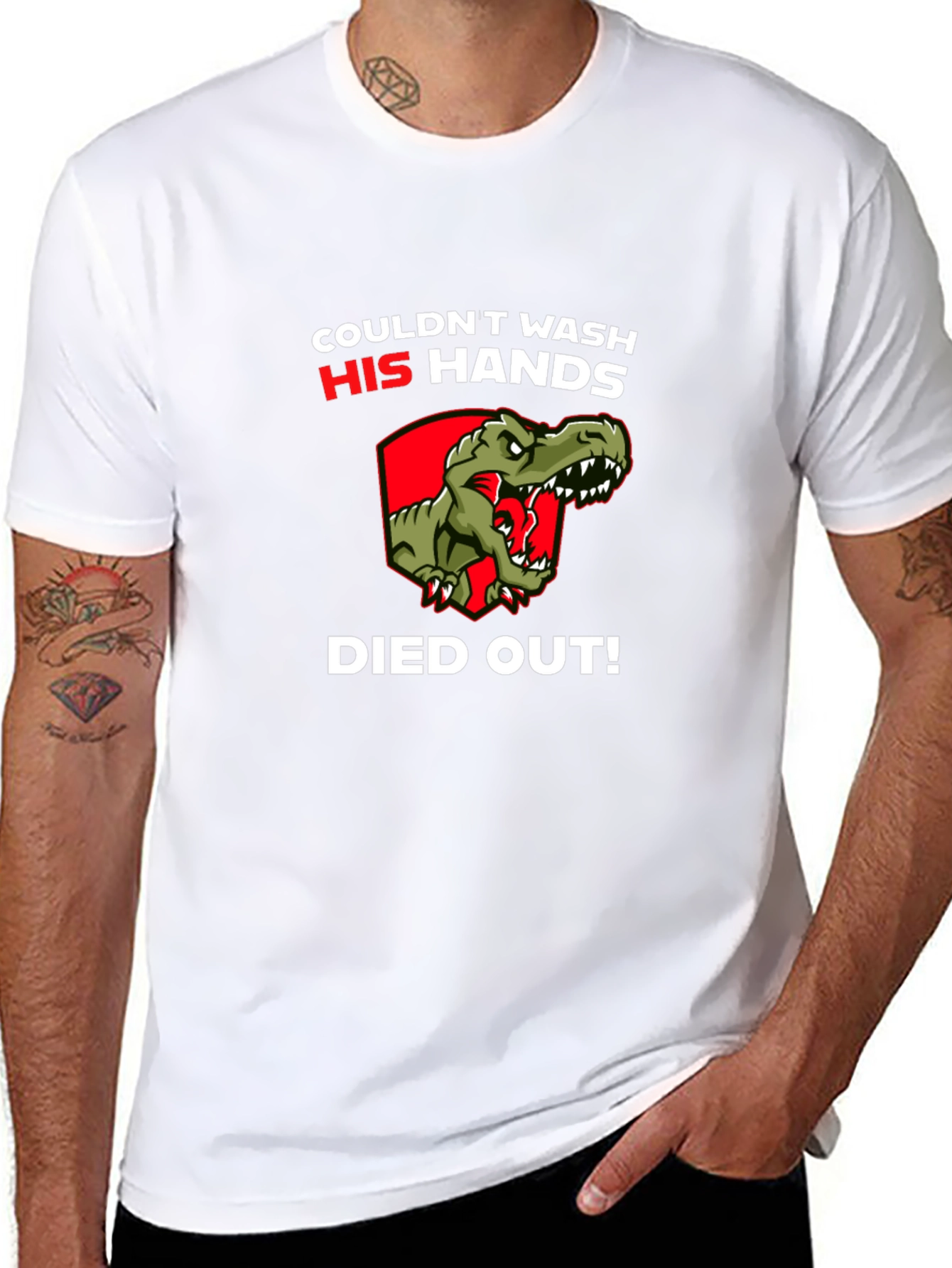 Funny Dinosaur T-Shirt - Wash Hands!
