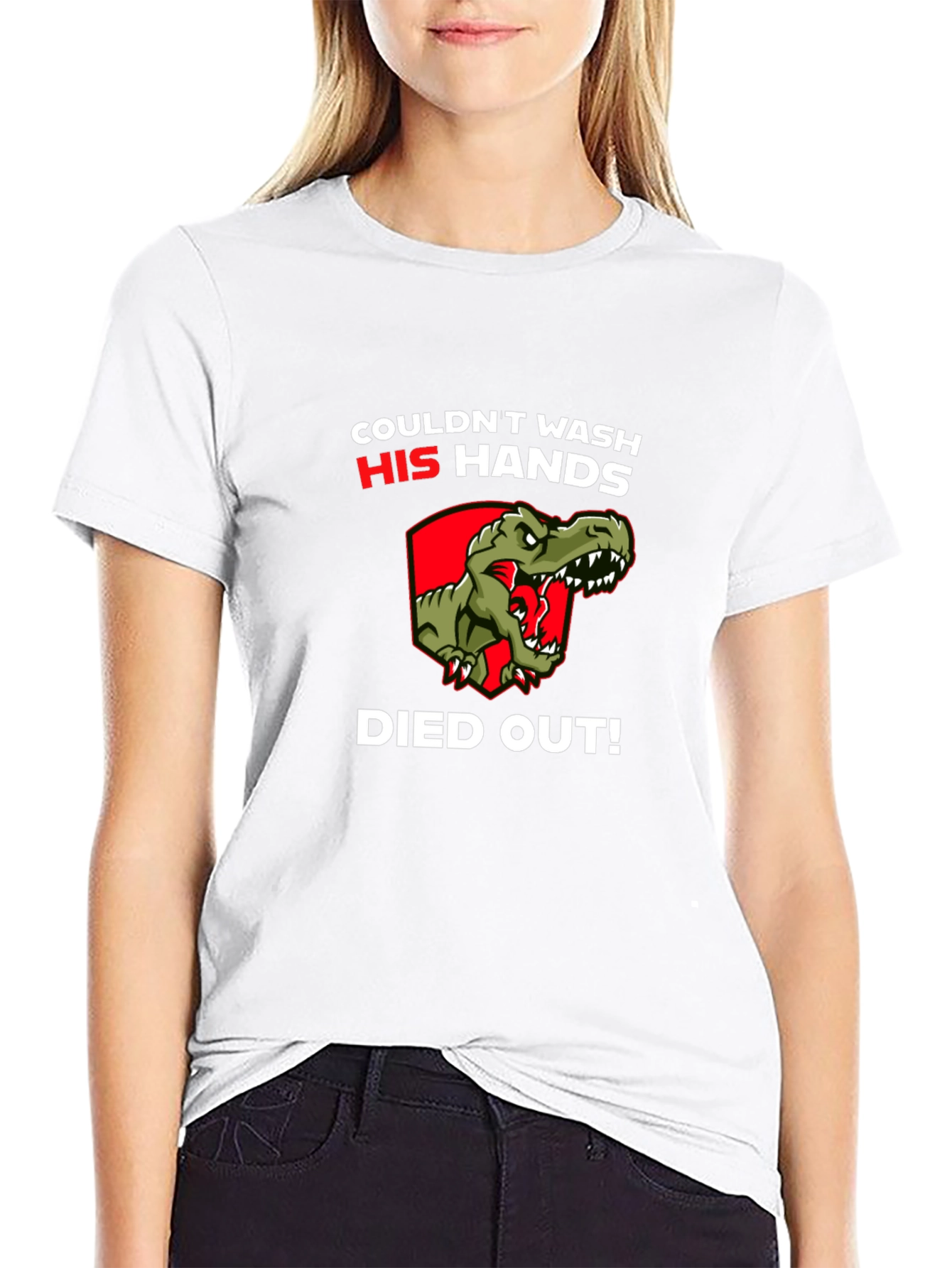 Funny Dinosaur T-Shirt - Wash Hands!