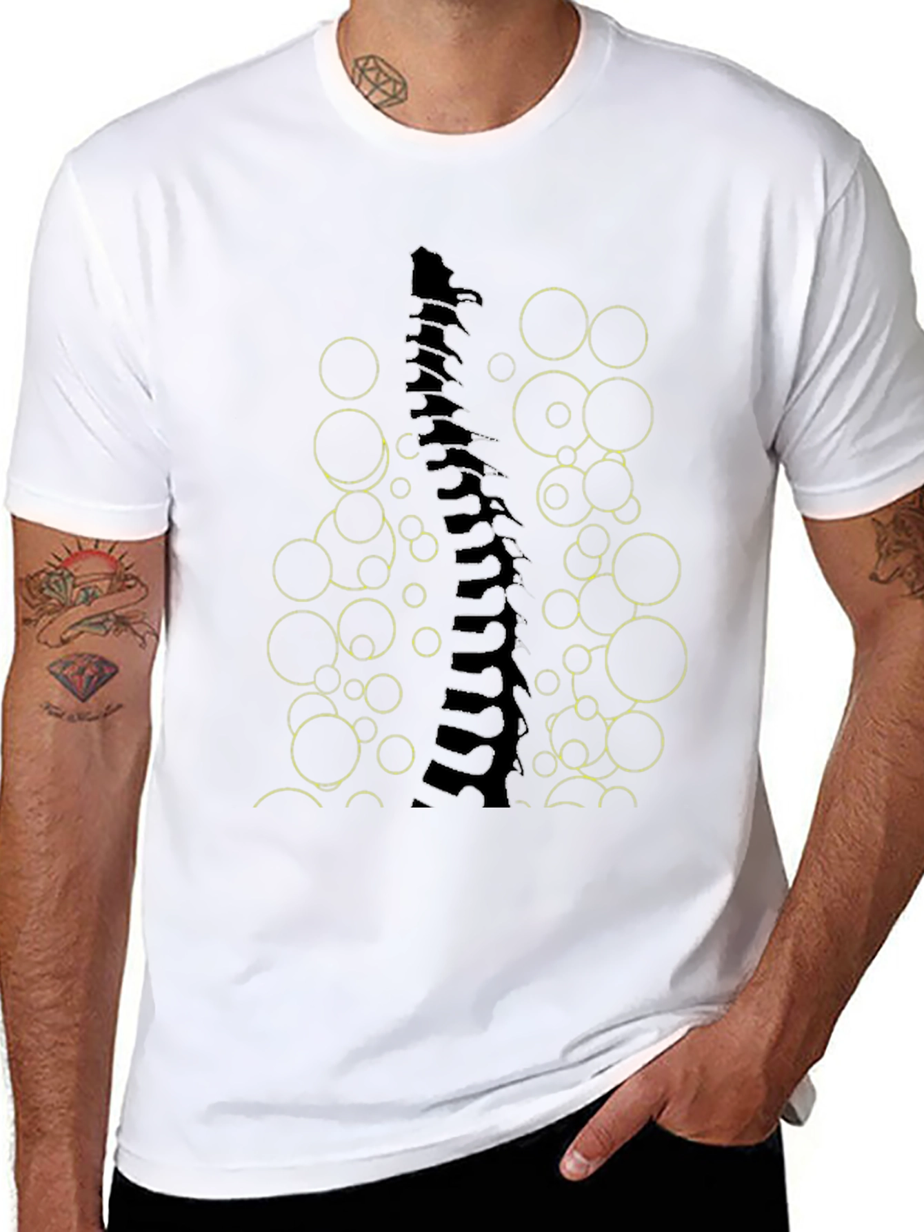 Abstract Spine Graphic Tee - Modern Art T-Shirt