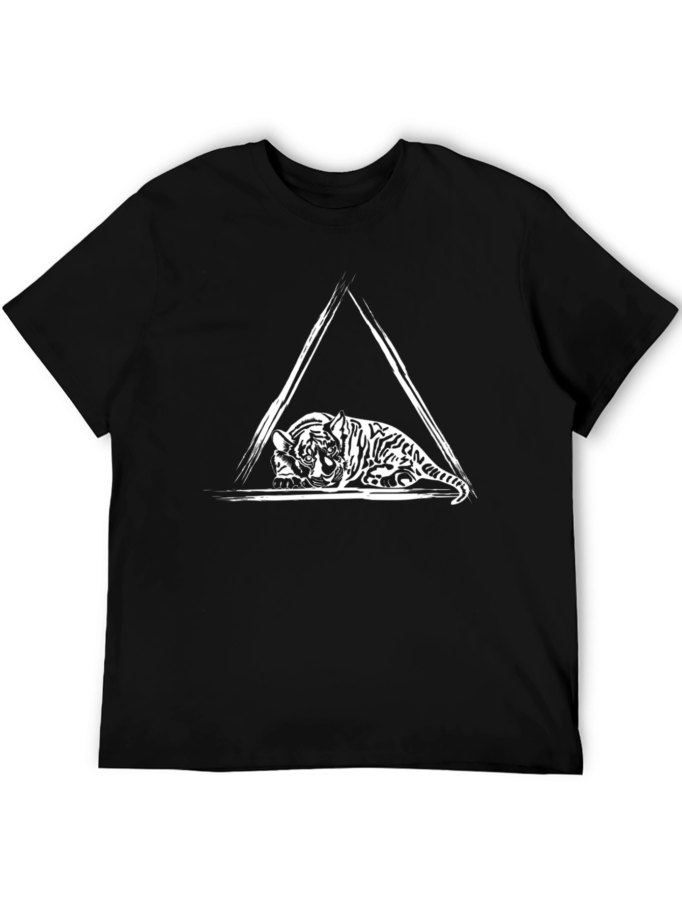 Tiger Triangle Graphic T-Shirt - Black