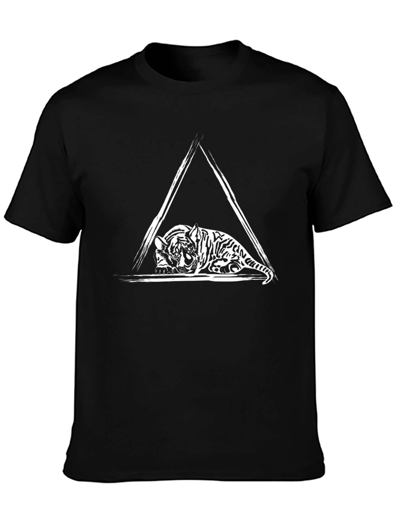 Tiger Triangle Graphic T-Shirt - Black