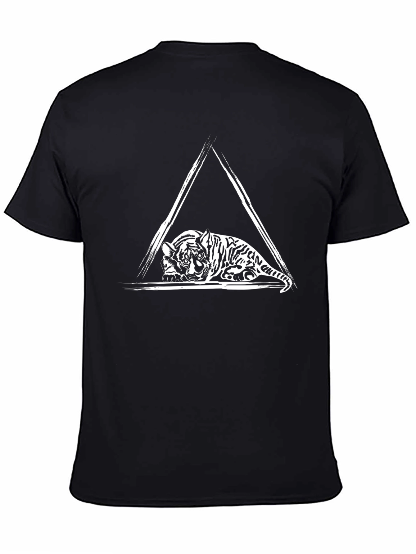 Tiger Triangle Graphic T-Shirt - Black