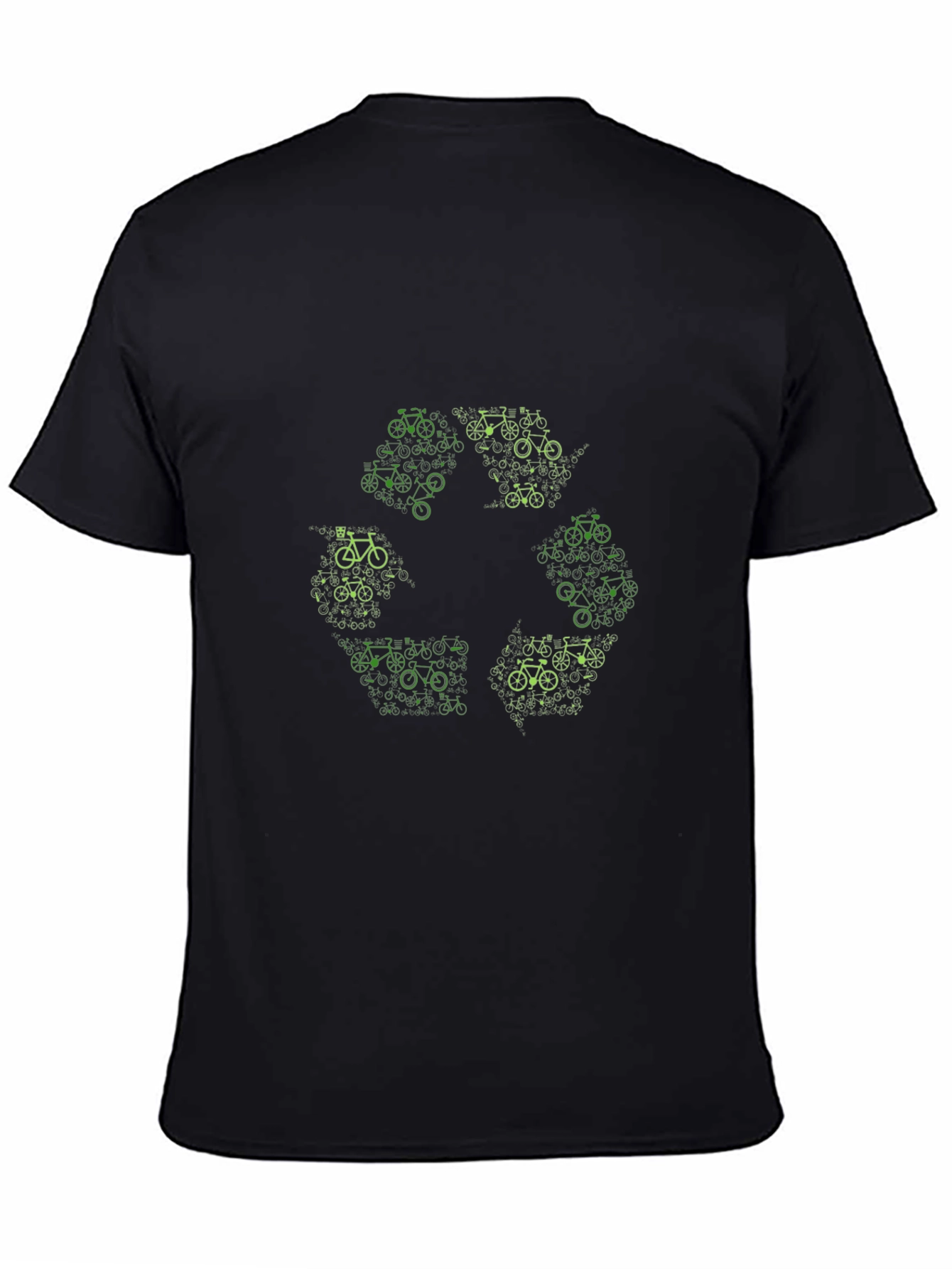 Eco-Friendly Bicycle Recycle Graphic Black T-Shirt