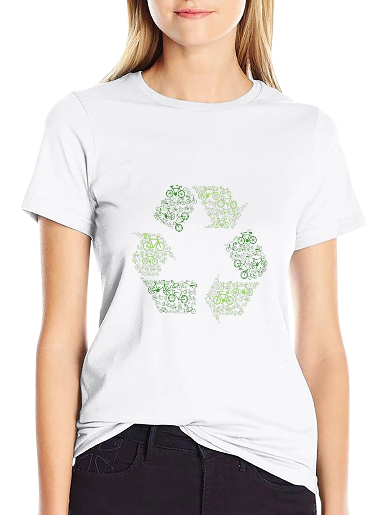 Eco-Friendly Bicycle Recycle Graphic Black T-Shirt