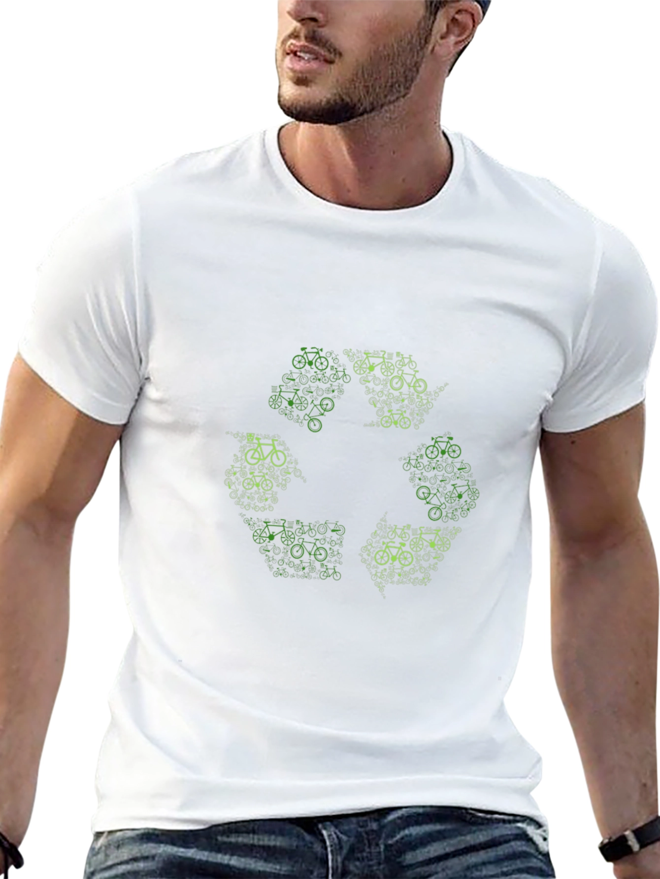 Eco-Friendly Bicycle Recycle Graphic Black T-Shirt
