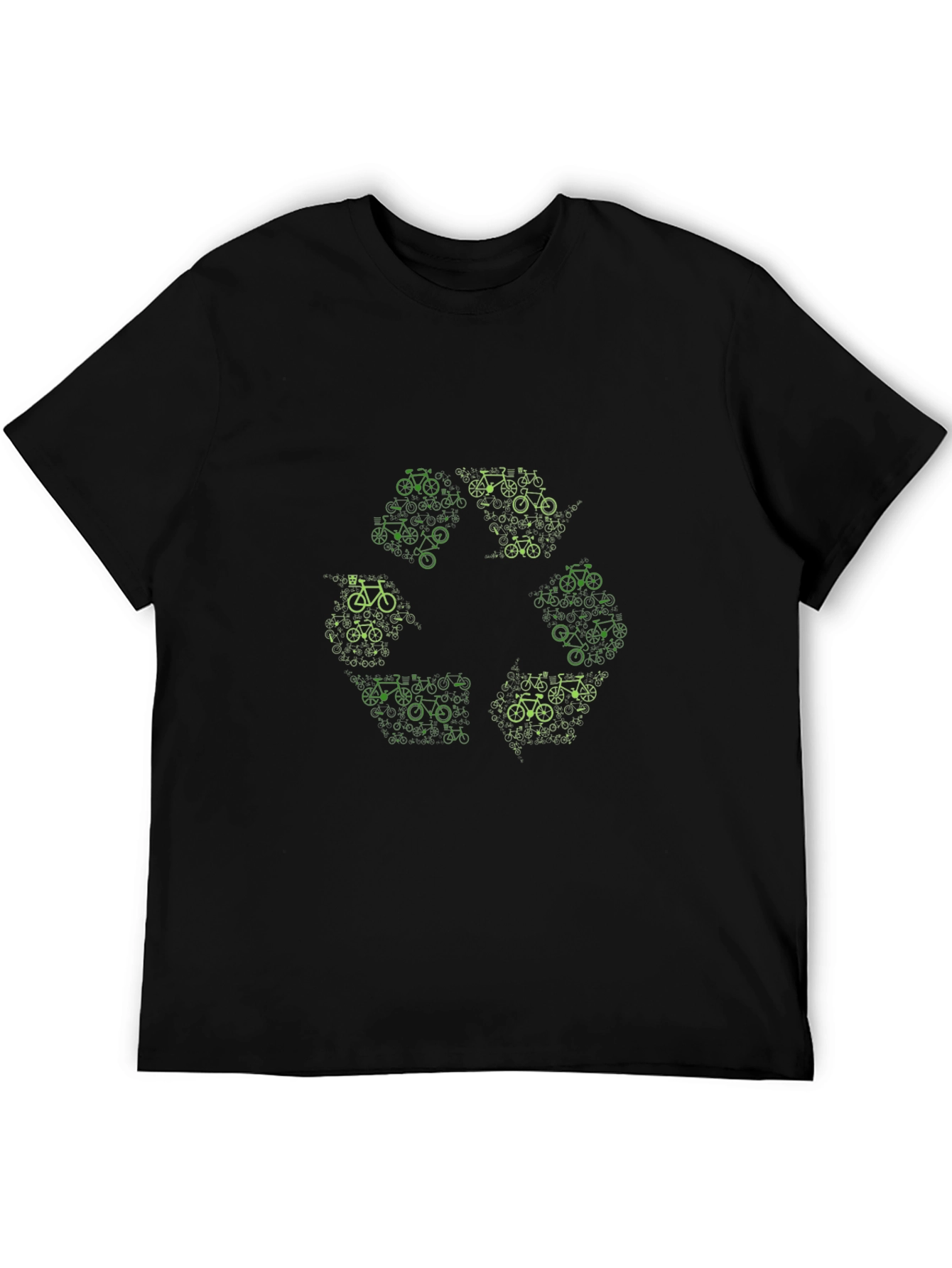 Eco-Friendly Bicycle Recycle Graphic Black T-Shirt