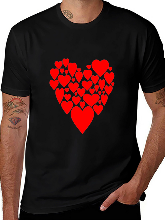 Heart Print Black Tee - Love is in the Air!