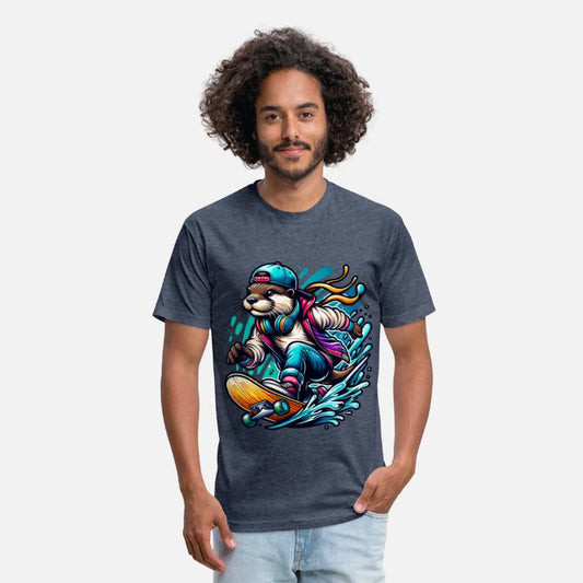 Cool Otter Skateboarding with Headphones Vibrant