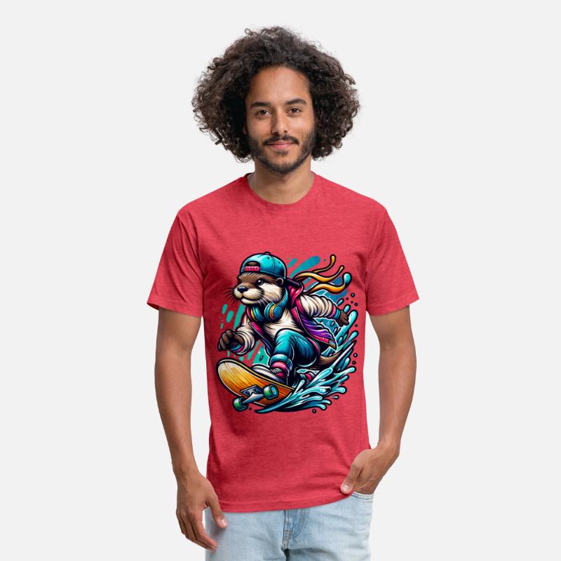 Cool Otter Skateboarding with Headphones Vibrant