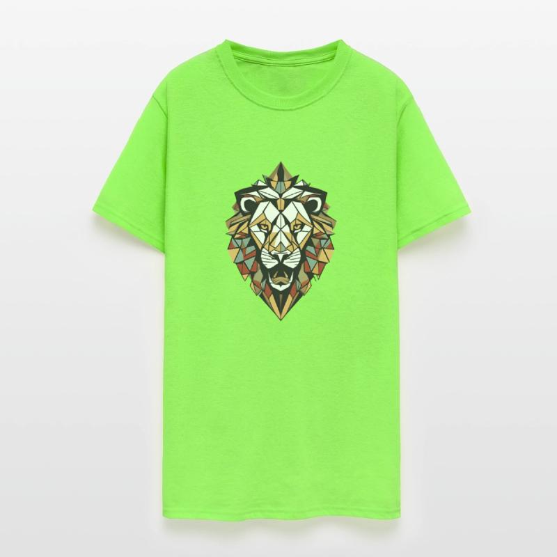"Cosmic Geometric Lion T-Shirt: Majestic Celestial