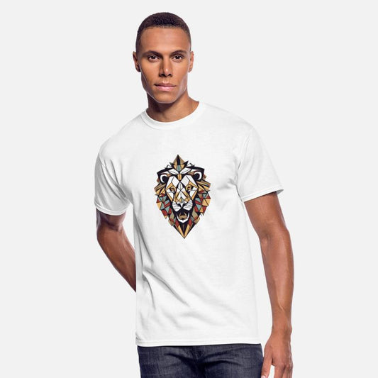 "Cosmic Geometric Lion T-Shirt: Majestic Celestial