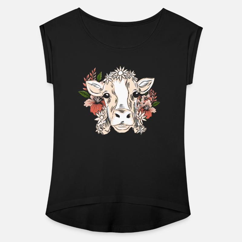 Cow With Flower Wreath Flower Pattern