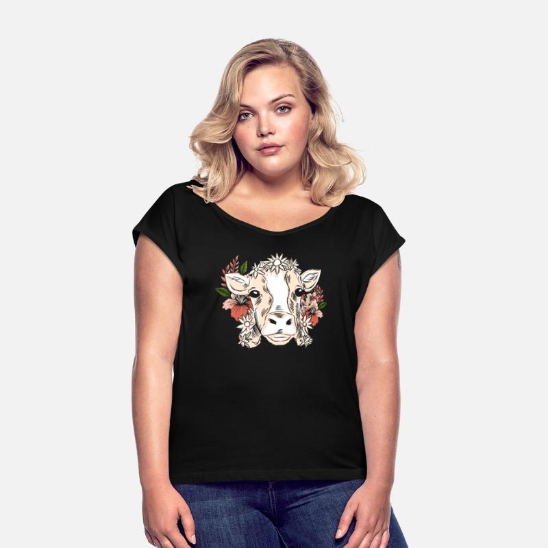 Cow With Flower Wreath Flower Pattern