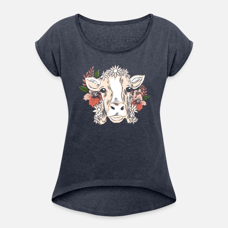 Cow With Flower Wreath Flower Pattern
