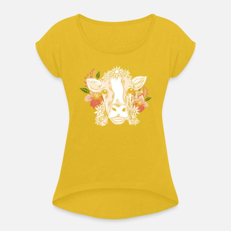 Cow With Flower Wreath Flower Pattern