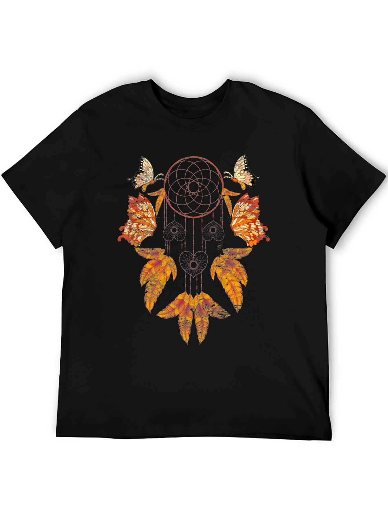 Dreamcatcher Butterfly Graphic Tee - Stylish Black Shirt