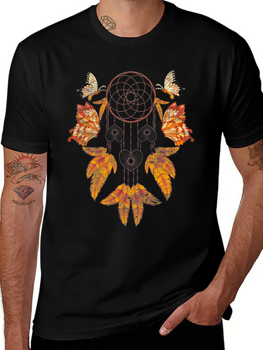 Dreamcatcher Butterfly Graphic Tee - Stylish Black Shirt