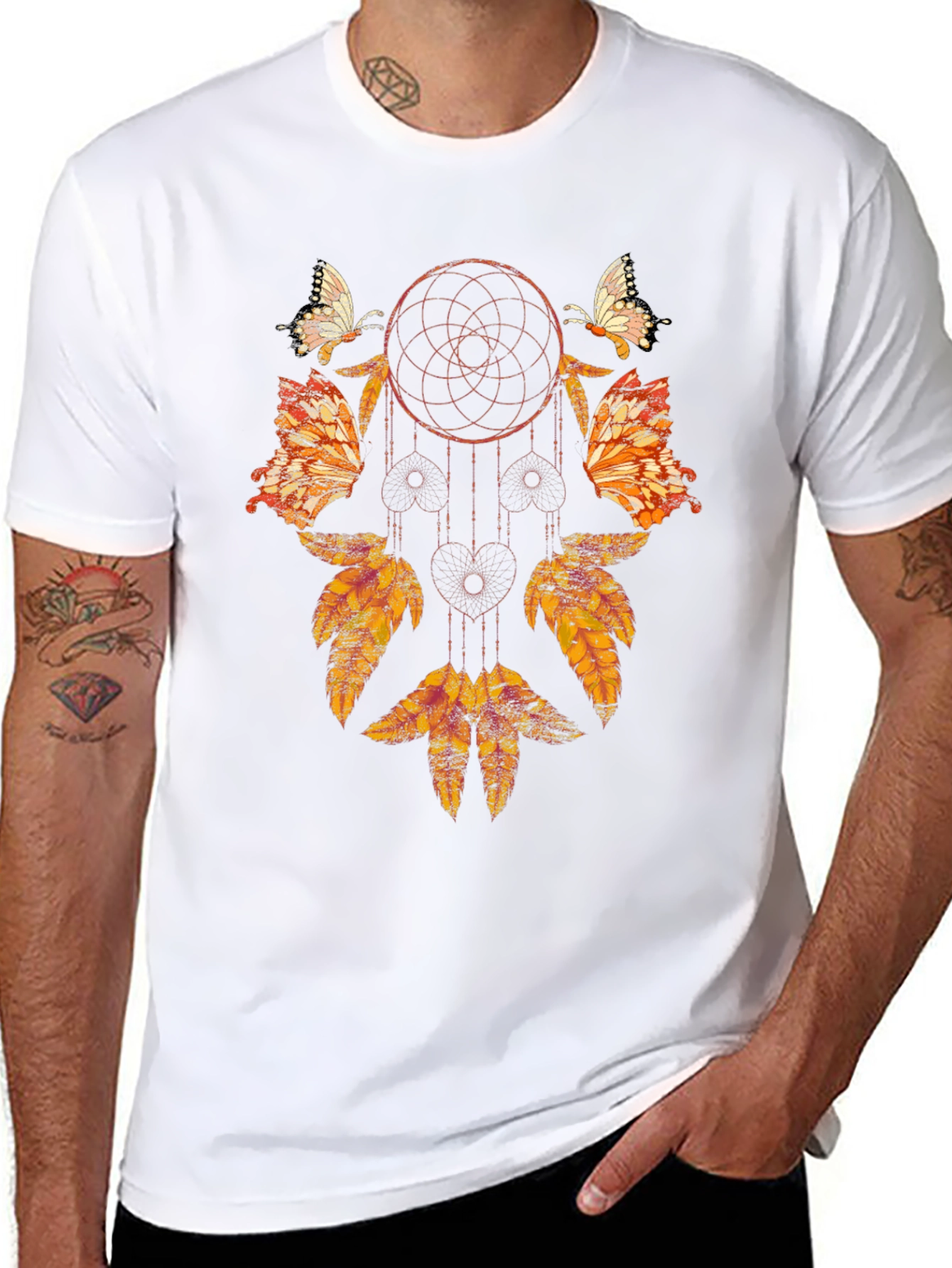Dreamcatcher Butterfly Graphic Tee - Stylish Black Shirt