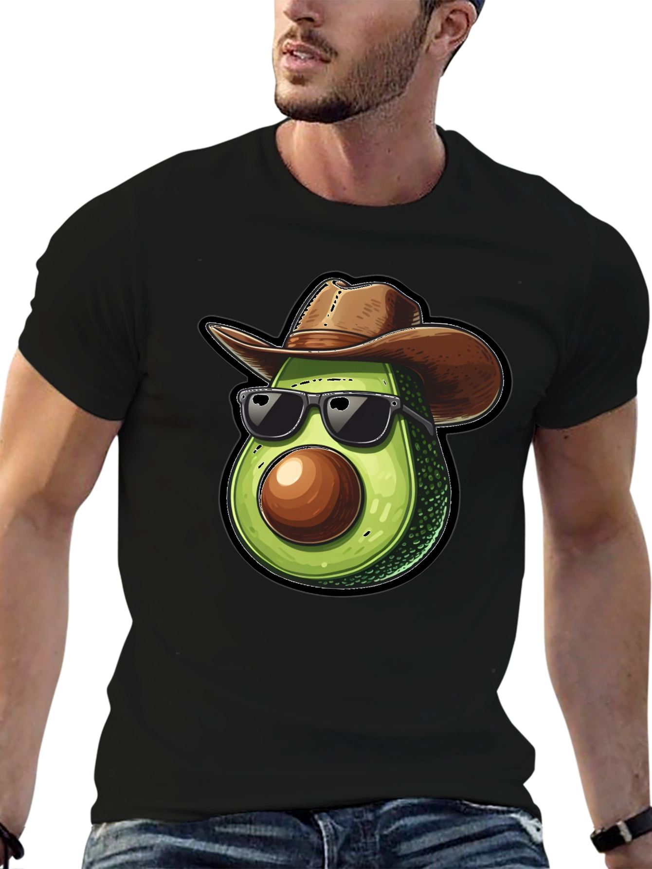 Cool Avocado Cowboy Black T-Shirt