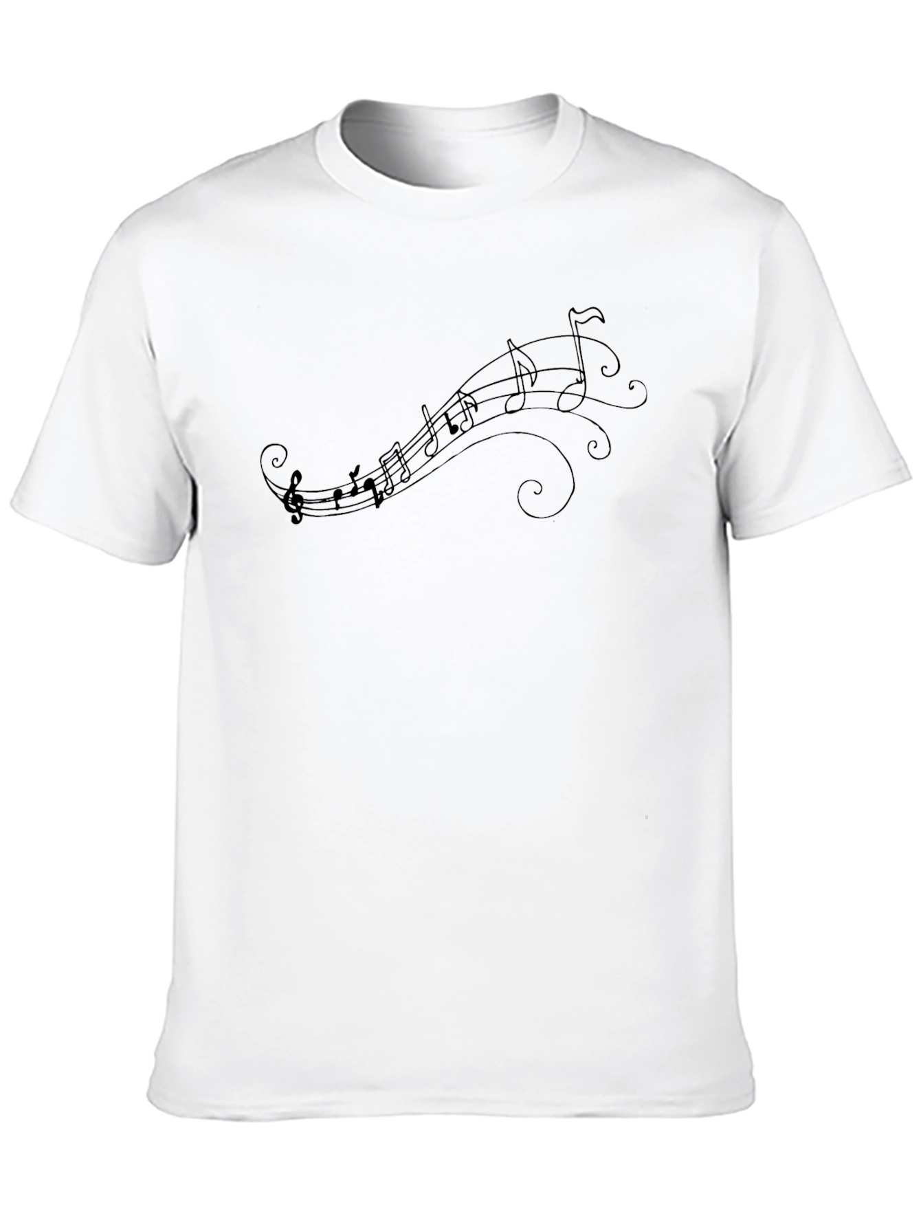 Music Notes Graphic Tee - Black Cotton T-Shirt