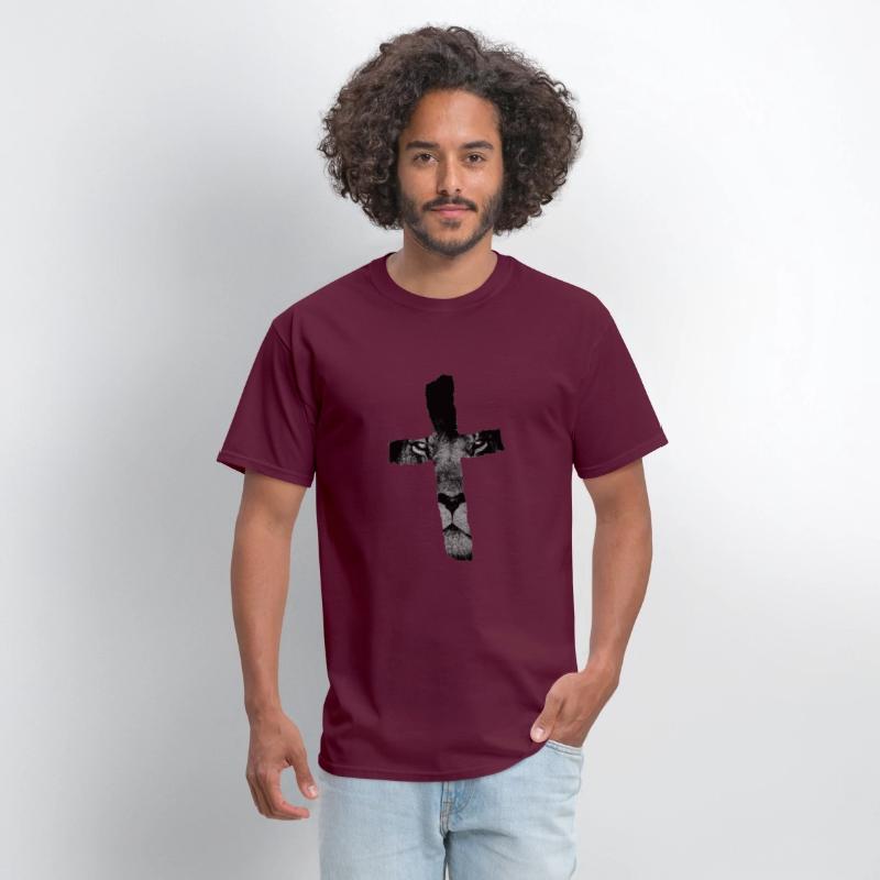 Cross with Lion Christian Religious Print