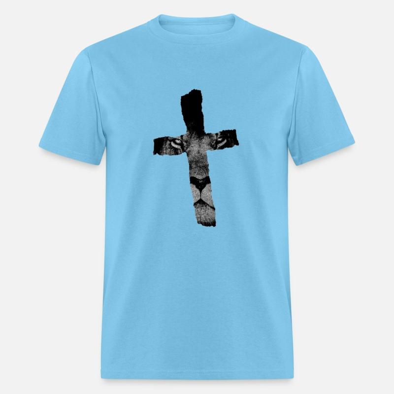 Cross with Lion Christian Religious Print