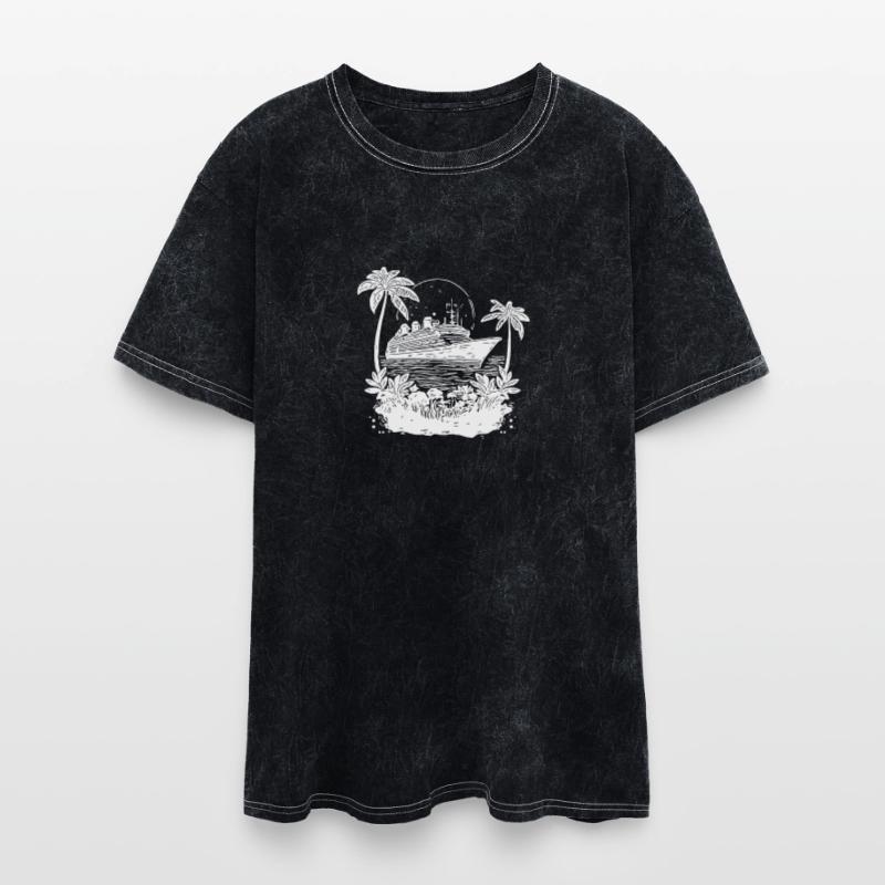 Cruise Ship In Sunset With Palm Trees