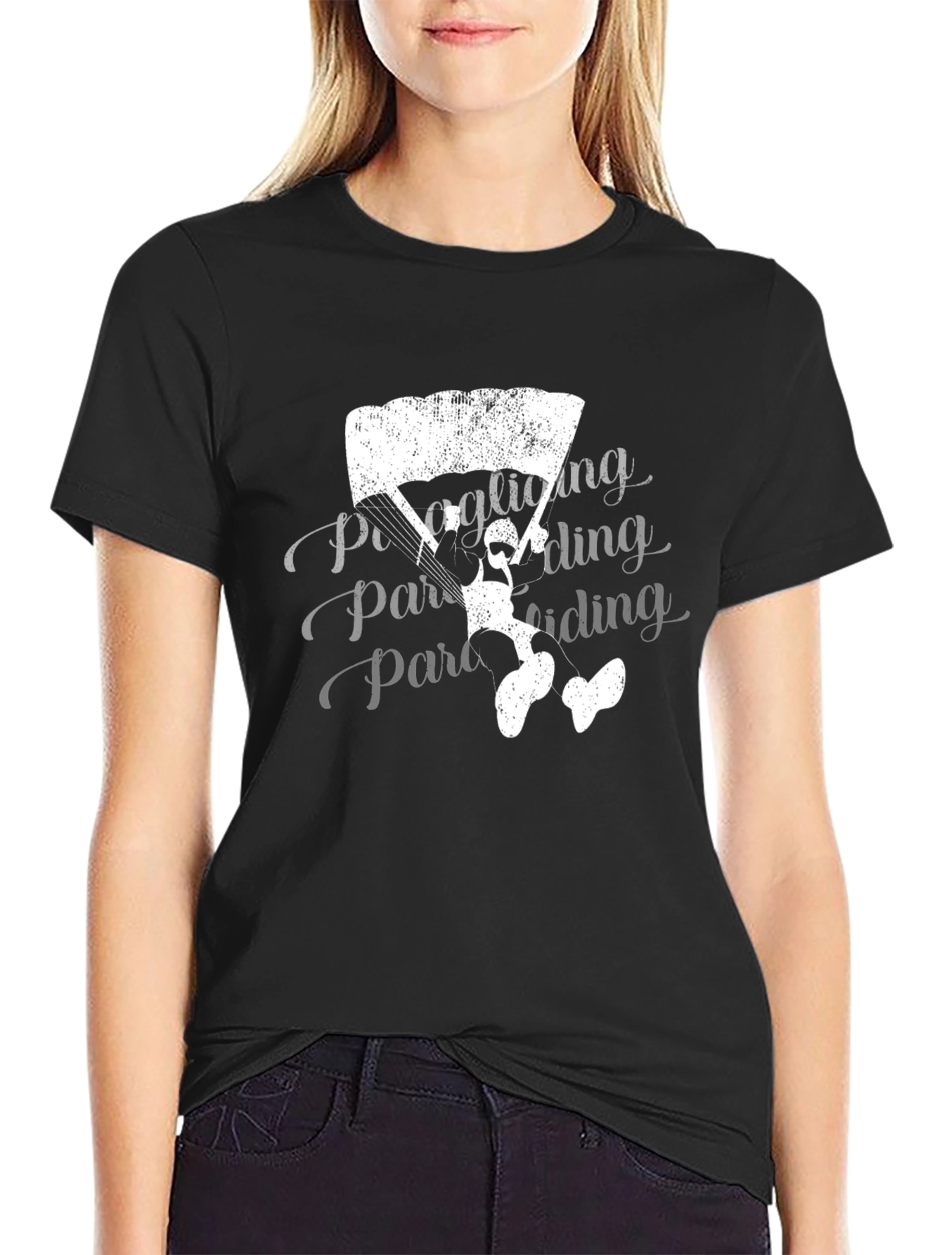 Paragliding Graphic Tee - Black Cotton T-Shirt